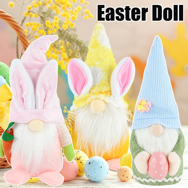 1pc Kids Easter Gifts Faceless Gnome Rabbit Dolls Bunny Carrot Dwarf Plush Doll Spring Easter Hanging Decoration For Home Decor