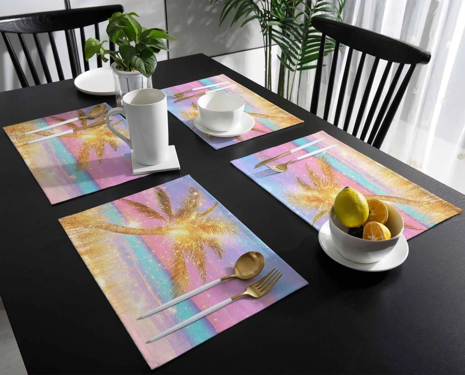 

Приморские блестящие пальмы, дорожка для стола, свадебный декор, праздничный декор для обеденного стола, льняная скатерть