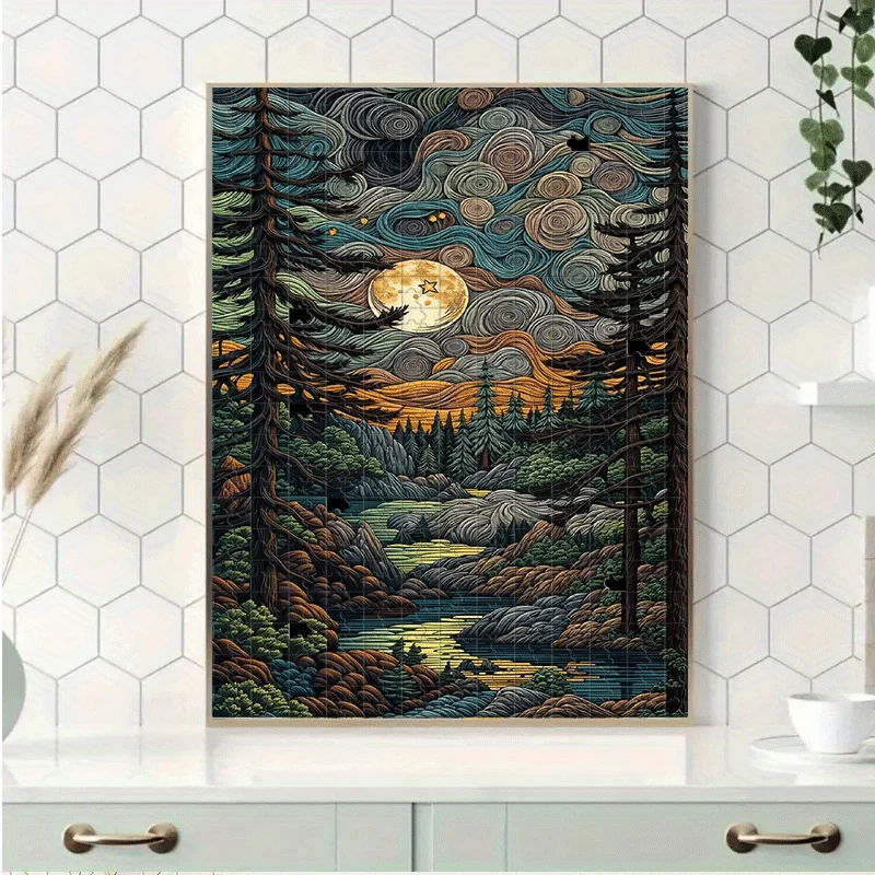 Puzzle Księżyc, Gwiazdy, Chmury, Las, Rzeki, Góry 500/1000 elementów dla dorosłych - Interaktywna gra rodzinna, dla kolegi z akademika I