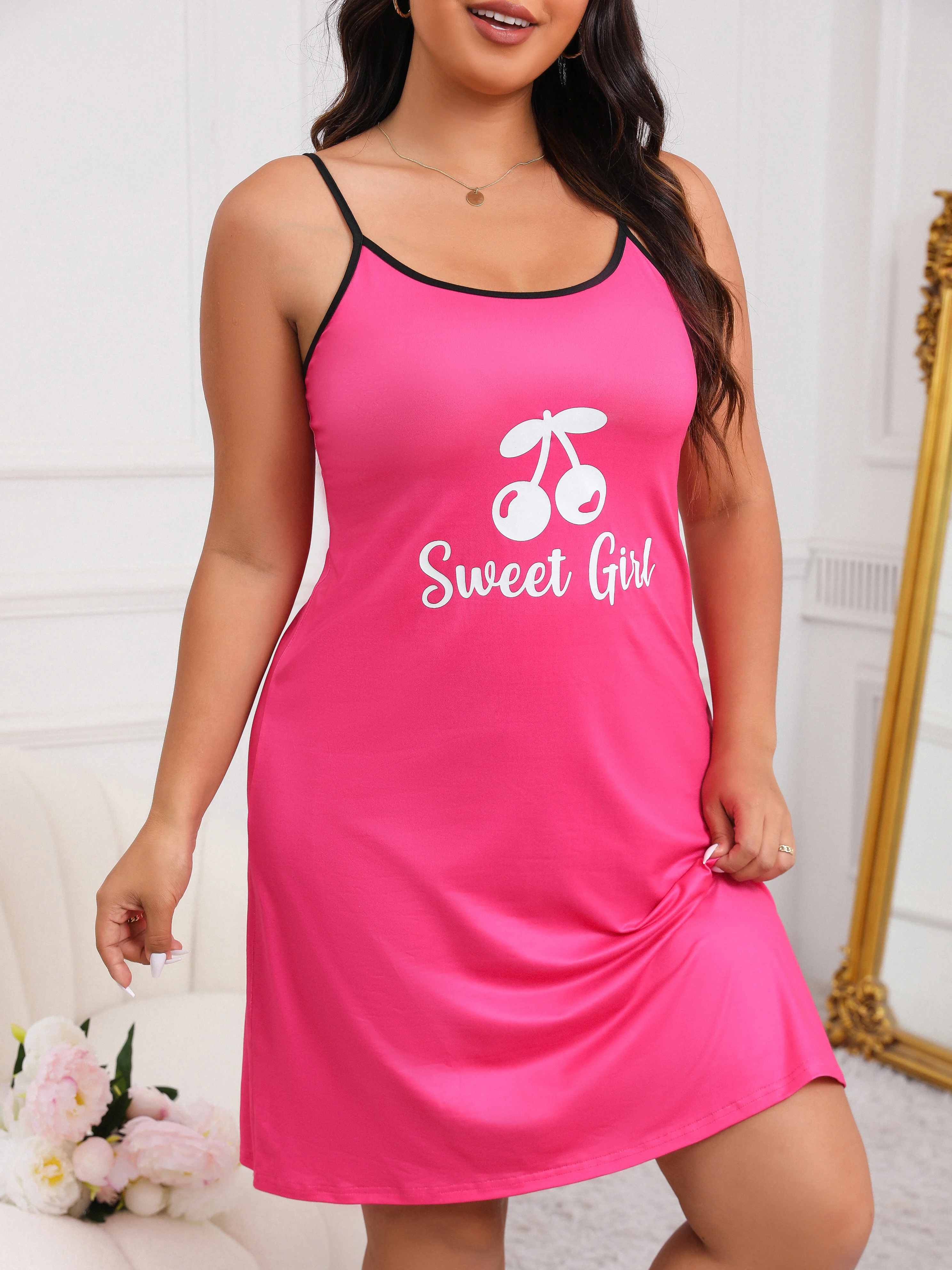 Women’s Nightgown Sleep Dress Plus Size Cami Sleeveless Sleepwear Gown Sleep Dress for Women One Piece Lingerie Skirt Nightwear