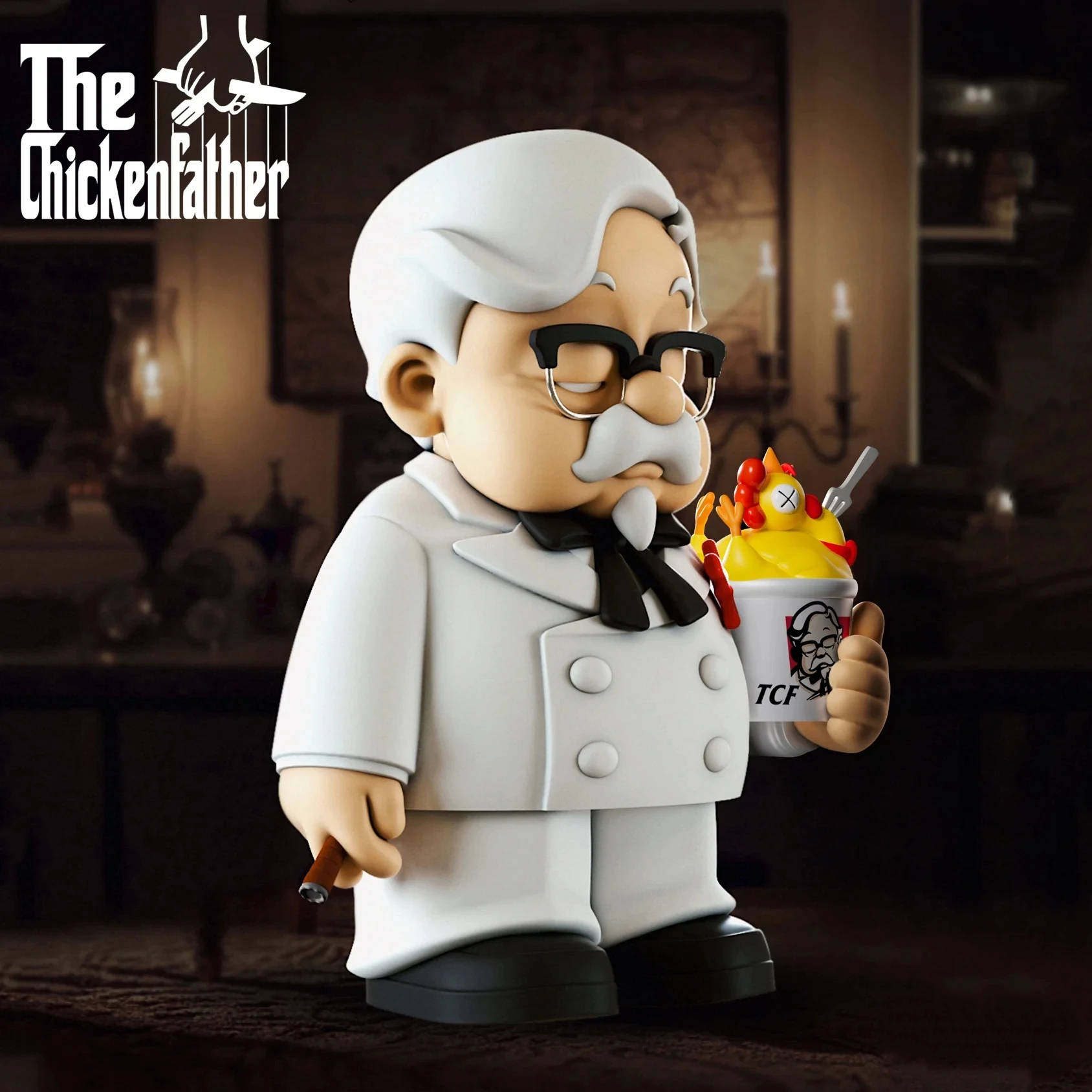 10 см/3,94 дюйма фигурка куриного отца, жареная курица, крестный отец, ПВХ модель, статуя, коллекция украшений, игрушки, подарок на день рождения