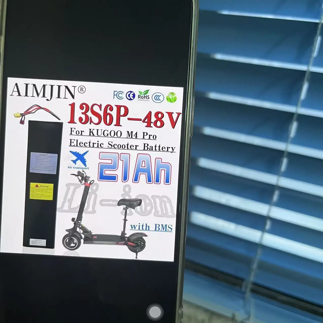 

48V 21Ah 18650 13S6P Lithium-ion Battery Pack High-power Rechargeable Battery For KUGOO M4 Pro Electric Scooter Battery