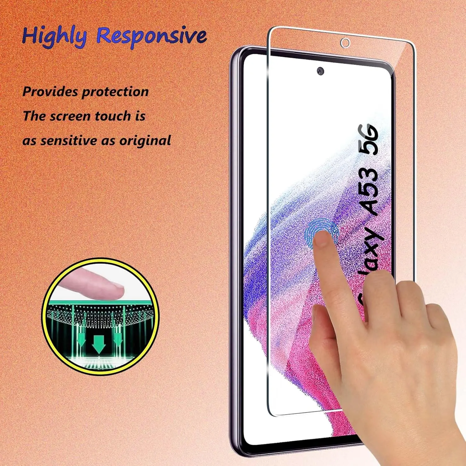 For Samsung Galaxy A53 5G 9H 2/4 PCS HD Tempered Glass Film