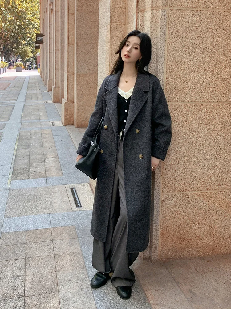 CAIXINGLE 2024 Autumn and Winter New 30% Camel Wool Women's Coat Wool Double-Sided Woolen Coat Trendy All-Matching Women's Wear