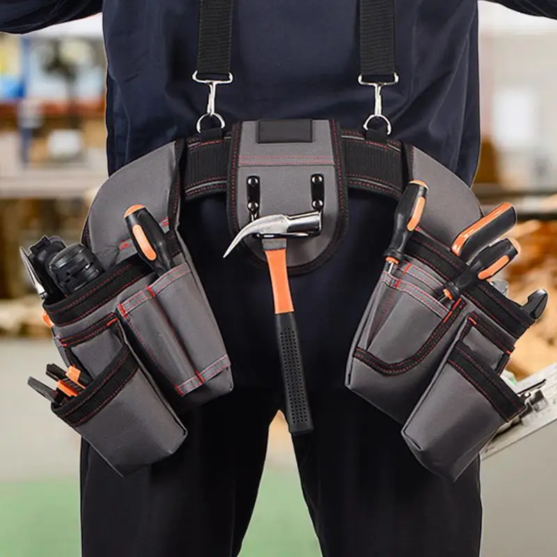 Suspender Tool Pouch Heavy Duty Construction Tool Belt Portable Work Belt Tool Organizer Carpenter Tool Belt Large Capacity