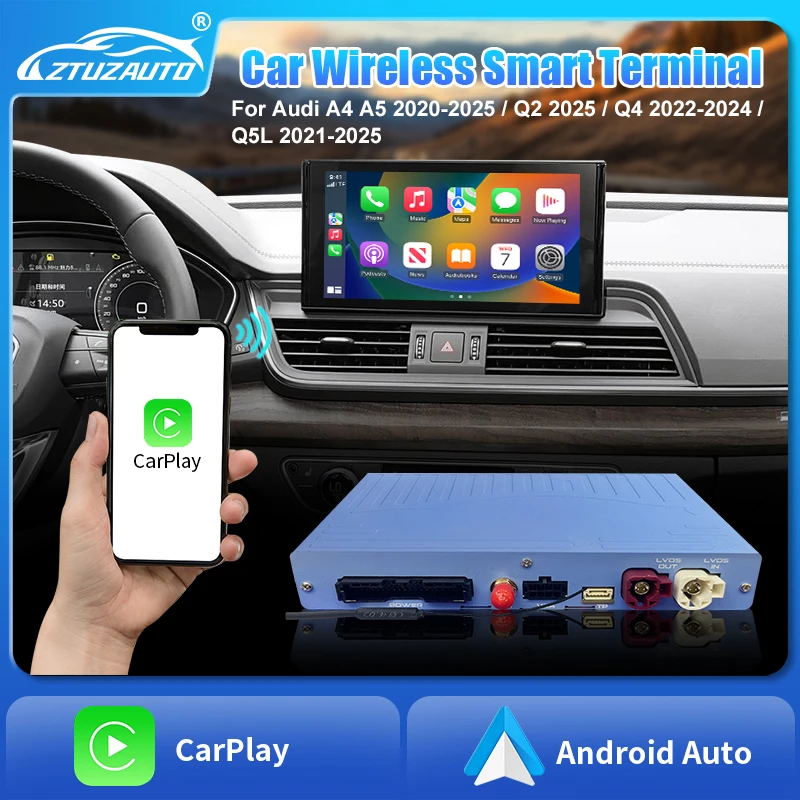 Smart Wireless CarPlay Android Auto for Audi A4 A5 Q2 Q4 Q5L MIB3 2020-2025 with Mirror Link AirPlay Navigation CarPlay Function