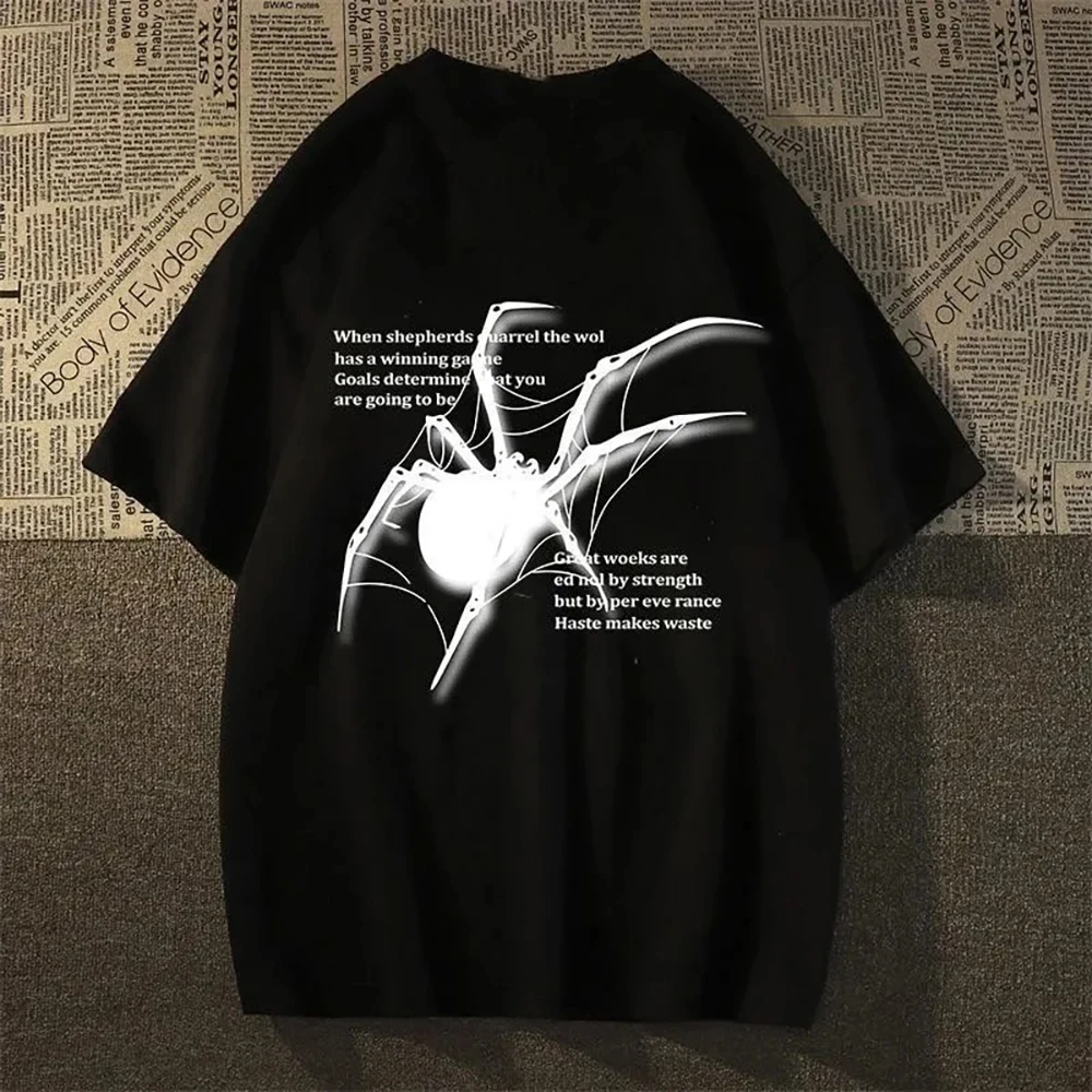 Women's Clothing Streetwear Spider Graphic Short Sleeve T-Shirts Acubi Harajuku Egirl Grunge Aesthetic Tops 61574