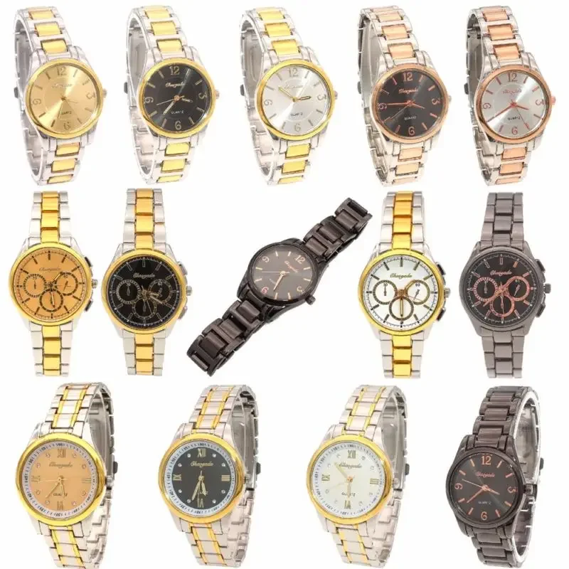 10pcs Mixed Lot Women Watch Stainless Steel Case Luxury Casual Quartz Wristwatch Cheap Watches