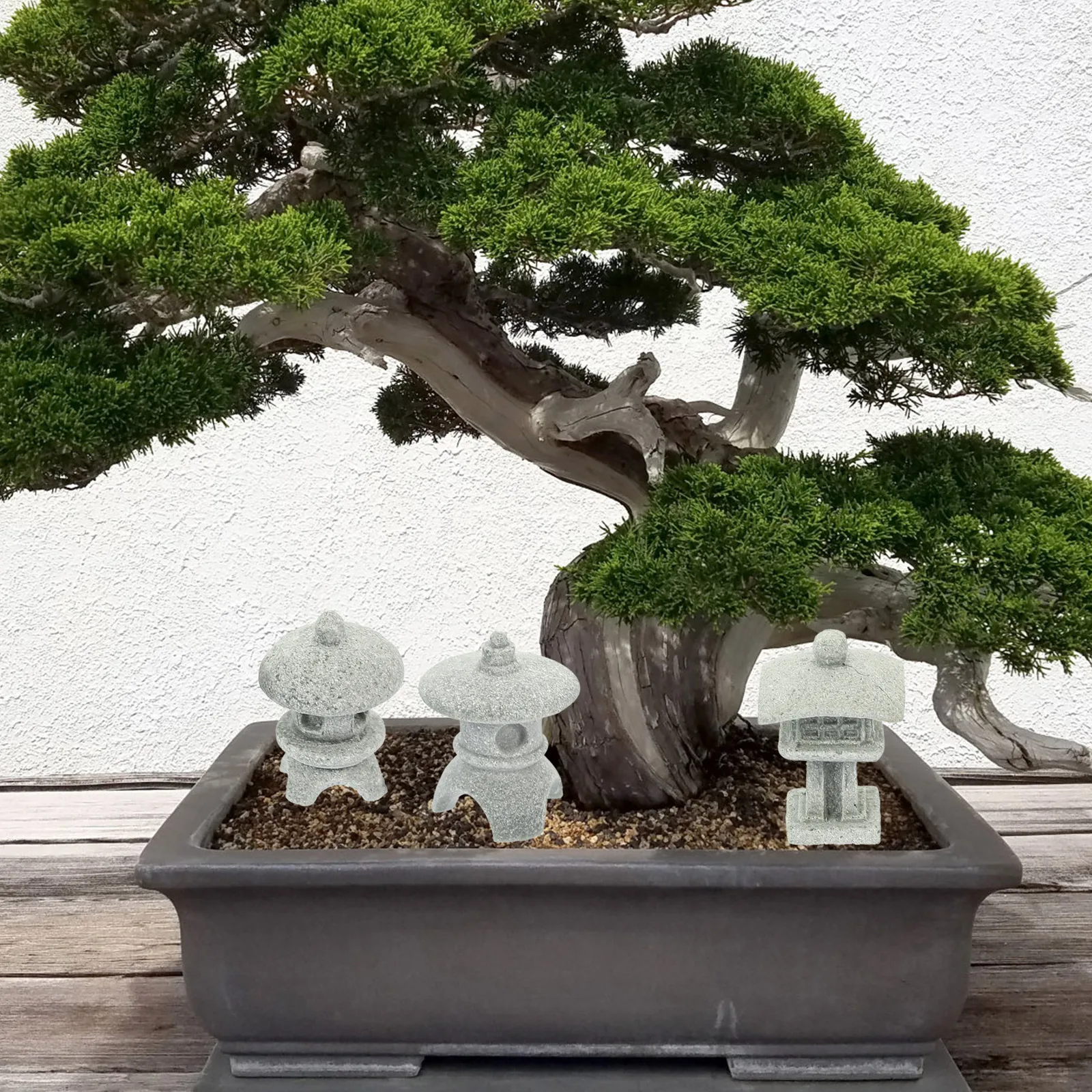 

4 Pcs Stone Lantern Statues Miniature Pagoda naments Grey Color Garden Decor Aquarium Scenery Sandstone Material Zen Decor