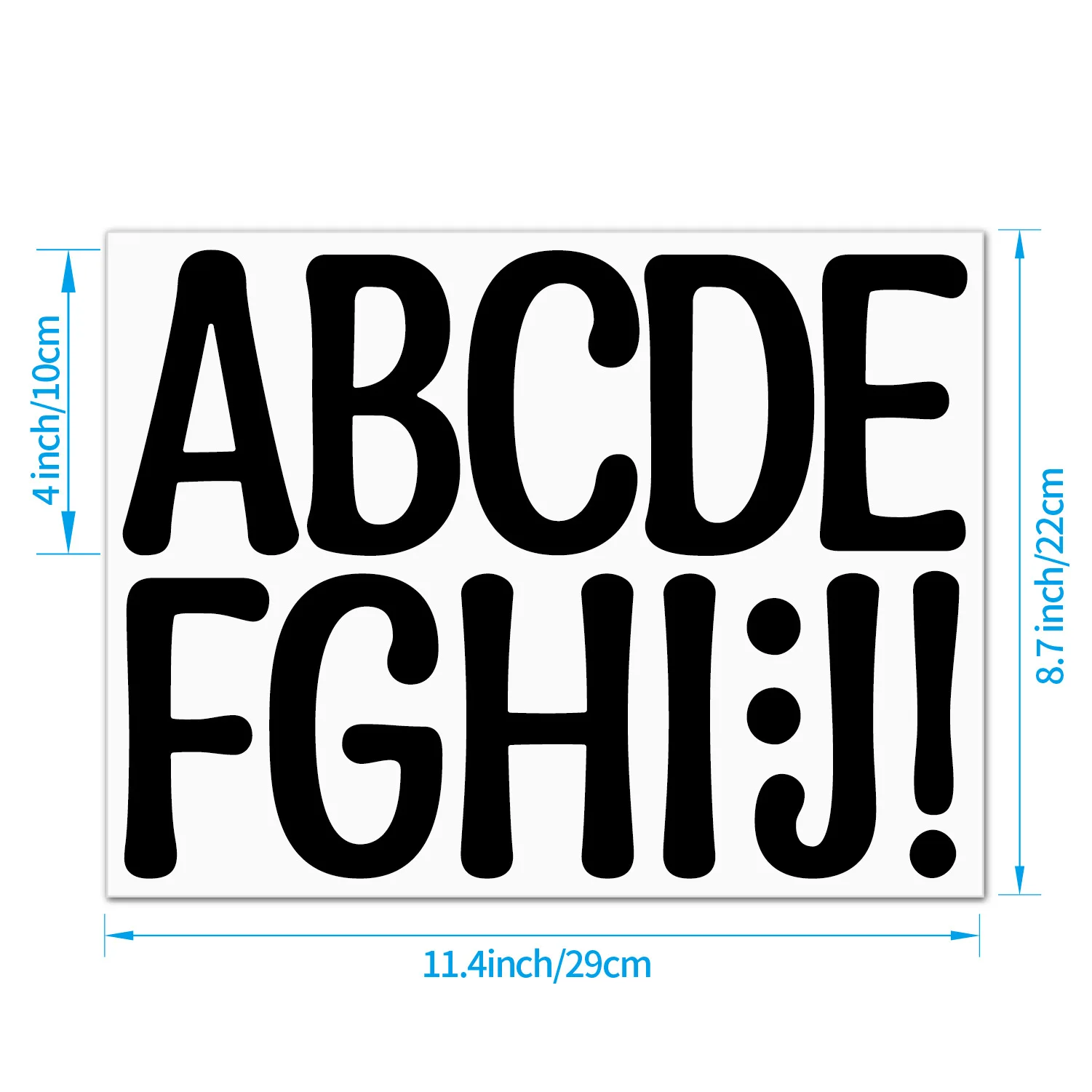 4 Inch Large Artistic Vinyl Letter Stickers Self Adhesive for Poster Bulletin Board Mailbox Classroom Decor