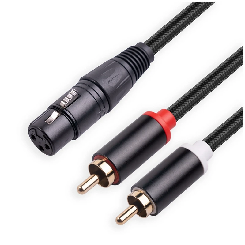 3 Pin XLR Female To Dual RCA Male Y Splitter Cable,Mixer Amplifier Audio Cable,Stereo Audio Interconnect Cable