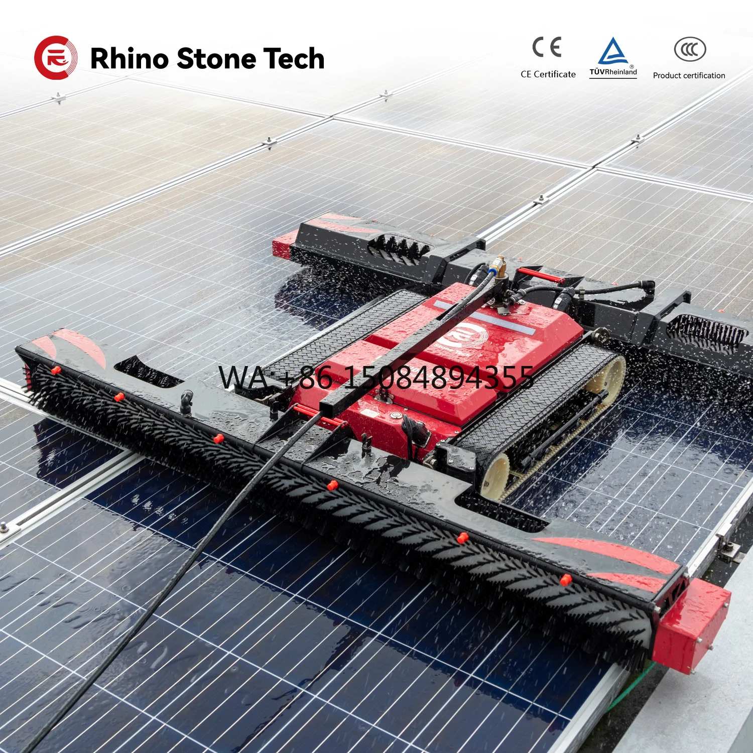 Robot Automático de Limpieza de Paneles Solares, Máquina de Limpieza de Paneles Solares Residenciales, Robot de Tipo Oruga para Limpieza en Seco y Húmedo