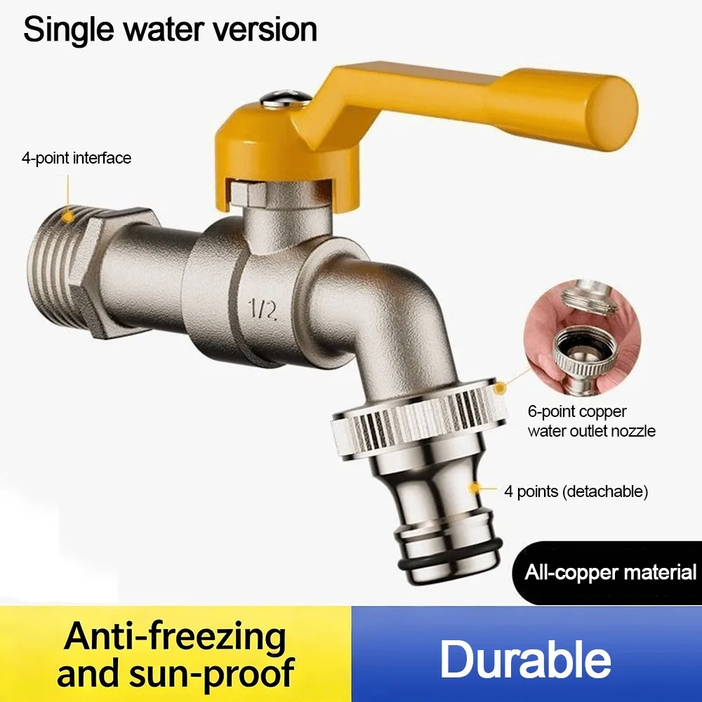 Portable Copper Water Tap Frost-Proof Double/One Outlet Water Tap Splitter Faucet Controller Adapter Balcony Use