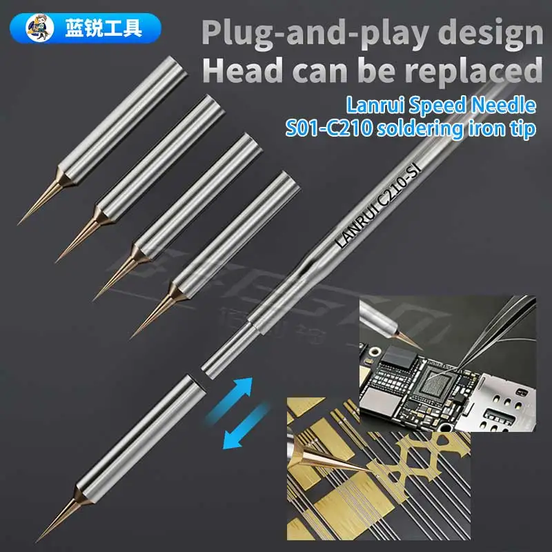 

Lanrui Speed Needle S01-C210 Flying Wire Pointed Soldering Iron Tip Rapid Heating Accessories Iron Tip Mobile Phone Repair Tool