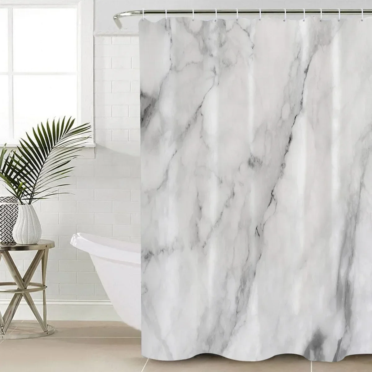 Ink Painting Marble Black White Floor Walls Shower Curtain Waterproof Polyester Fabric Bath Curtains Bathroom Accessorie Decor