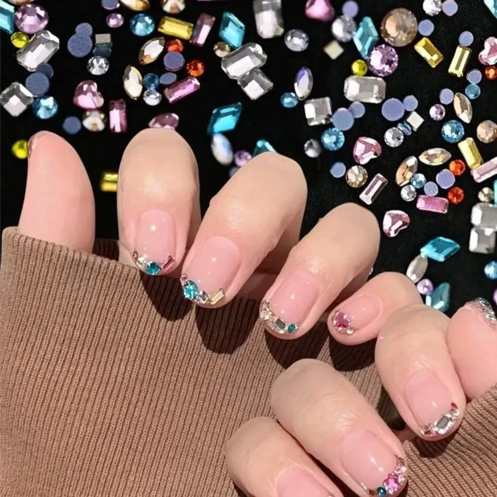 1000pcs Mini Nail Art Rhinestones Acrylic Flat Back Colored Diamonds Mixed Shape Sparkle DIY Nail Luxury Manicure Accessories