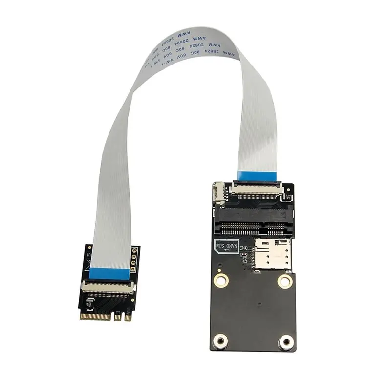 

AED6-M.2 A-E KEY To Mini Pcie 3G/4G Network Module Wifi Wireless Network Card Extension Cable FPC Cable With SIM Card Slot