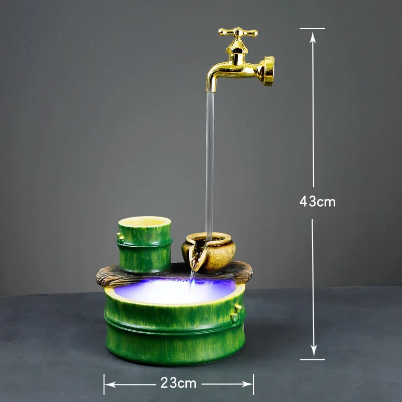 Office Tabletop Ornaments Desktop faucet  Water Waterfall Fountain With Color Changing LED Lights Spray home accessories