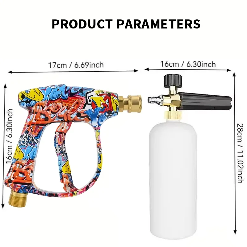 2150PSI Graffiti Pressure Washer Gun - 1L Foam Cannon & 1/4