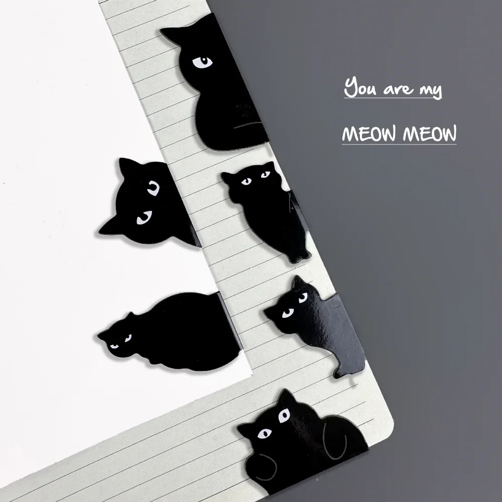 6 Pieces/set Cute Cat Magnet Bookmark Clips Cat Book Mark Magnetic Book Page Clips for Kids Students Teachers