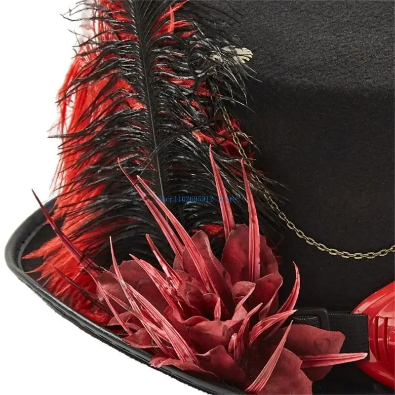 N7YE Steampunk Time Hat Steampunk Hat Steampunk أعلى قبعة للرجال مع نظارات واقية #4