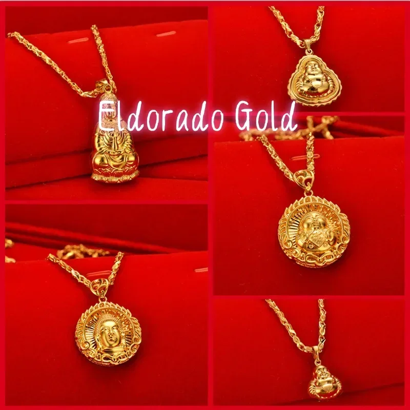 Eldorado Gold  AU999 gold necklace pendant fashionable domineering sweater chain necklace pendant 24K real gold clavicle chain m