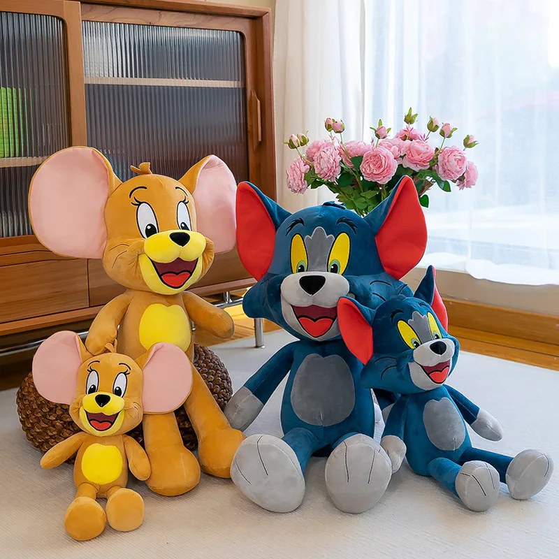 35/45/65cm Cute Cat and Mouse Doll Big Size Cartoon Tom Cat Plush Doll Children's Companion Soothing Doll Jerry Mouse Gifts