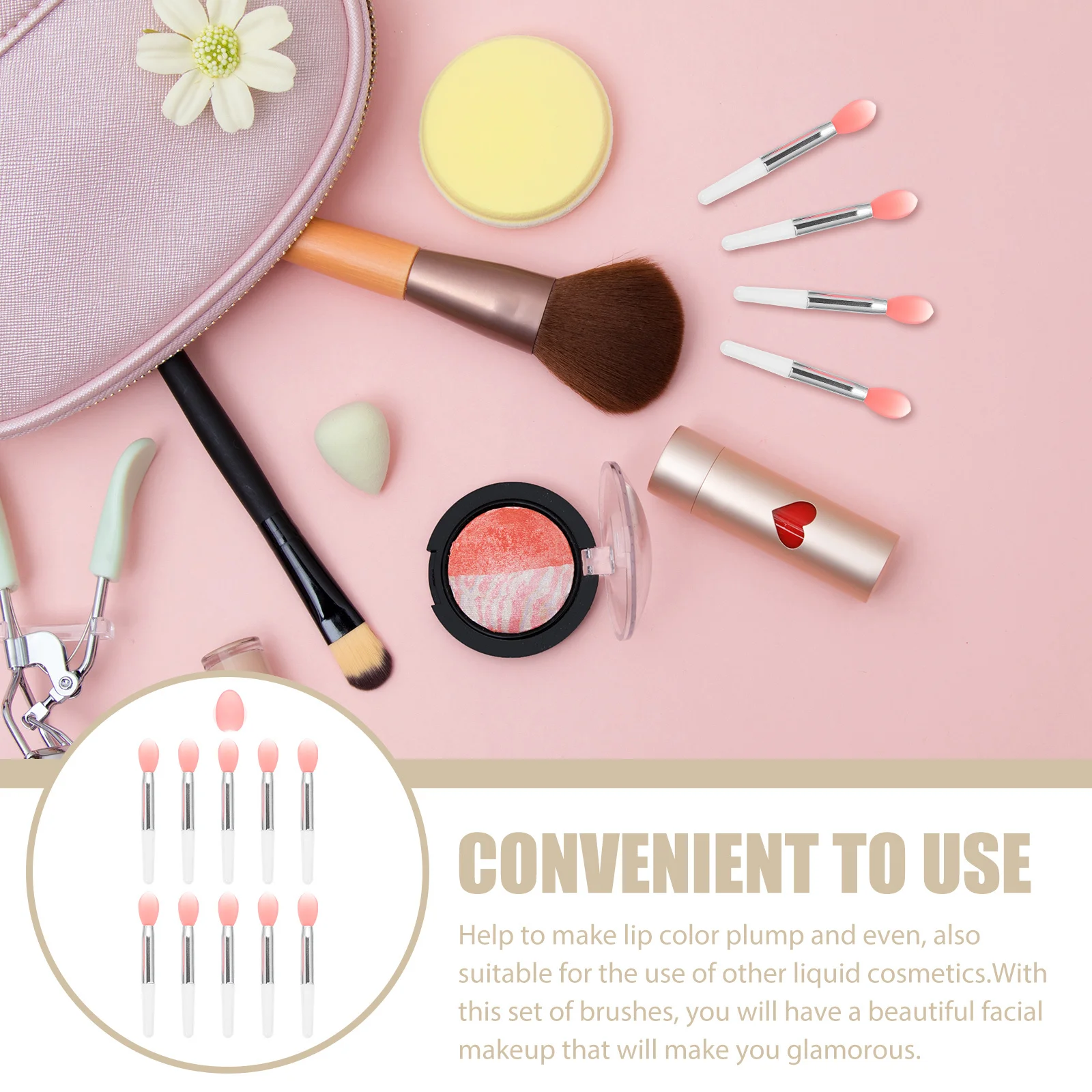 1 Juego de pinceles de silicona para lápiz labial, aplicación de Color uniforme regordete para brillo de labios, bálsamo, máscara, herramienta de maquillaje profesional, accesorio de belleza