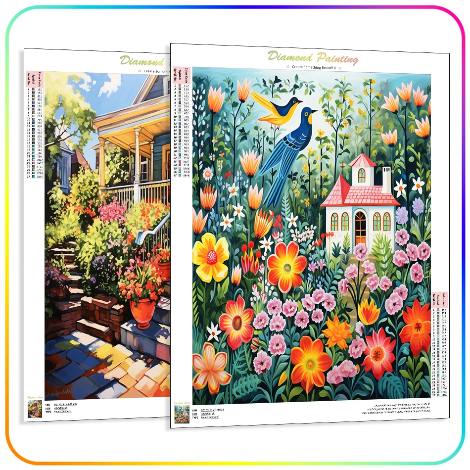 

RUOPOTY DIY Diamond Painting Flower Landscape Family Garden Embroidery Diamond Mosaic Rhinestones Handmade Gift Retro Wall Decor