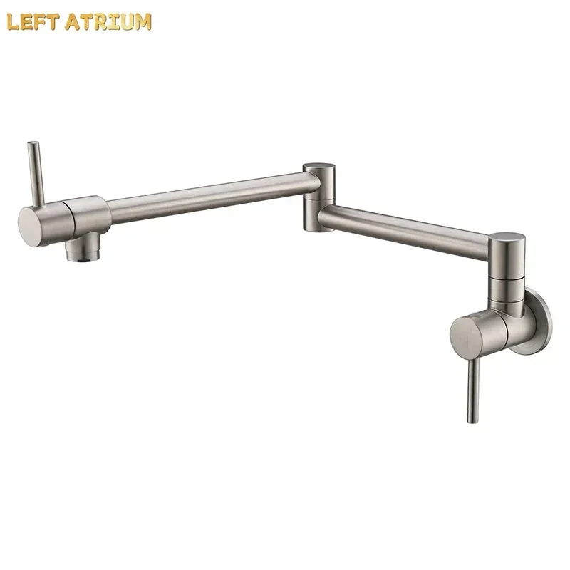 Pot Filler Tap Wall Mounted Foldable Kitchen Faucet Single Cold Single Hole Gold Sink Tap Rotate Folding Spout  Brass
