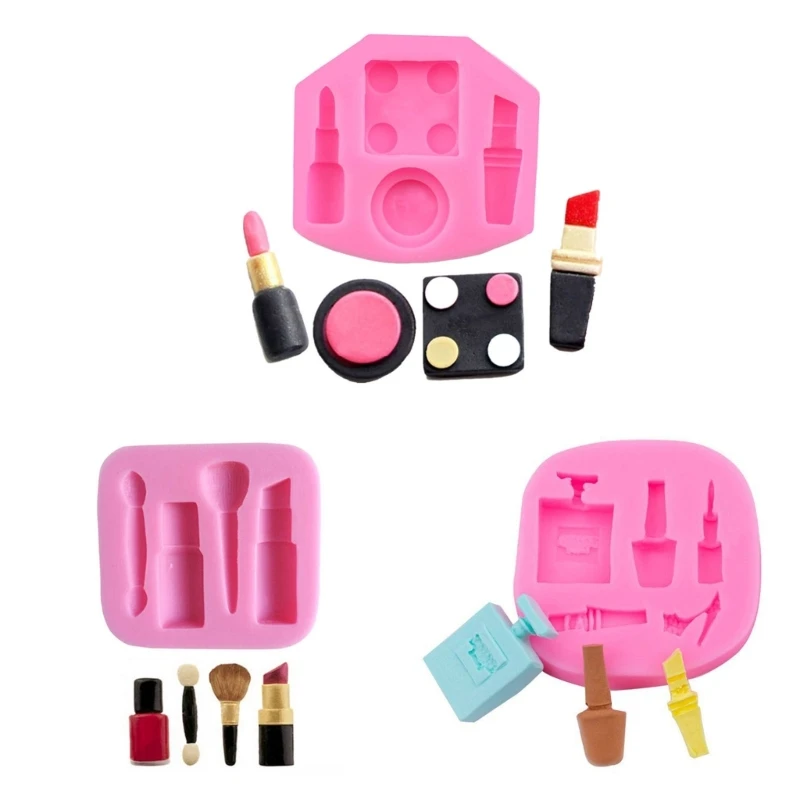 Silicone Cupcake Toppers Clay Chocolate Cake Decorations Mold 3D Makeup Tool Silicone Molds Lipstick Bottle Fondant Mold