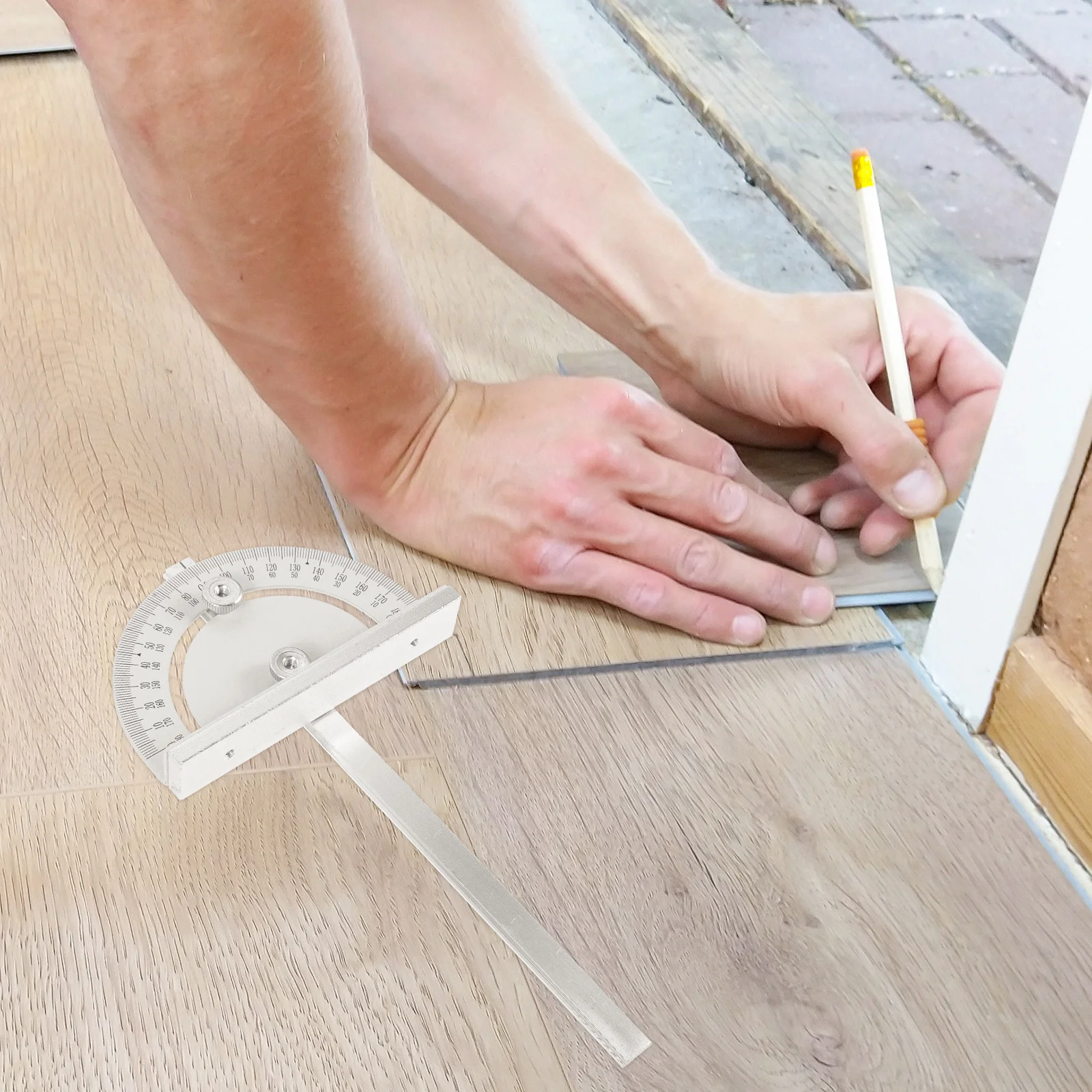 

1pcs Long Arm Folding Steel Protractor For Woodworking Angle Measure Tool Circular Saw Guide Miter Gauge Table Accessories