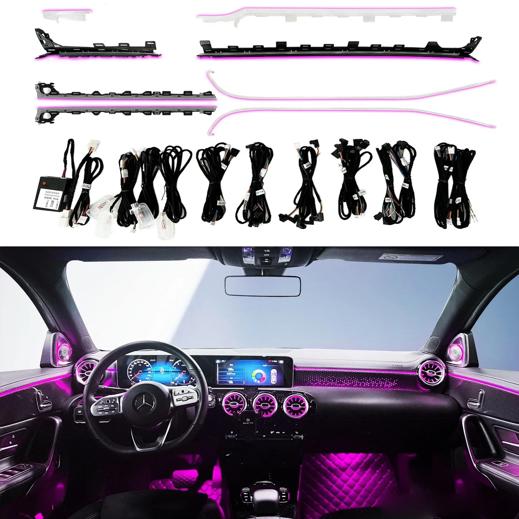 

ICarsin Upgrade 64 Colors Ambient Light Air Vent for A-Class W177 Interior Lighting System 2019 to 2023