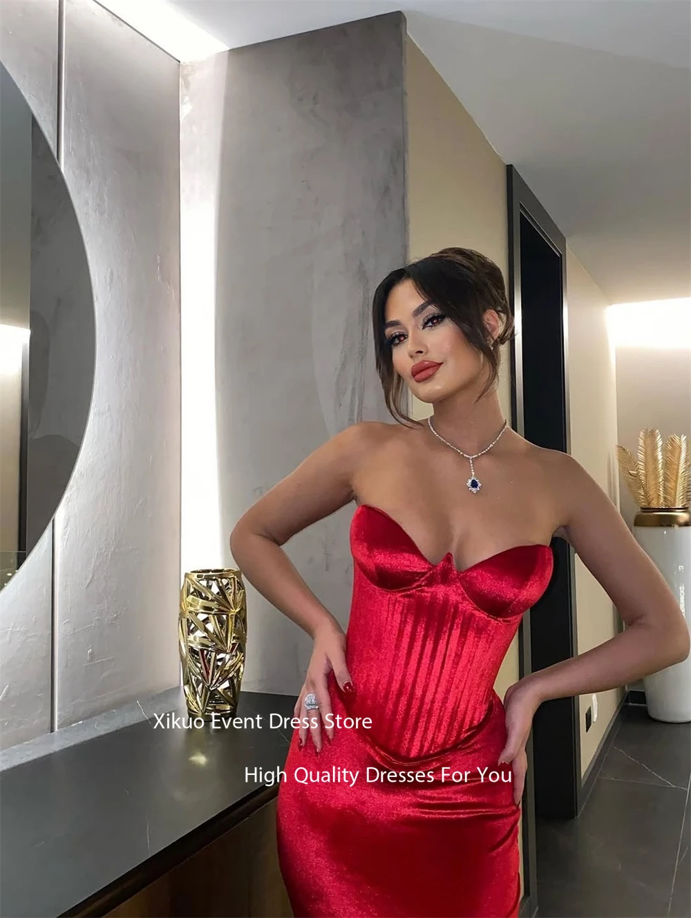 Xikuo-Vestidos De Noche elegantes hasta el suelo, escote en forma De corazón fruncido, Vestidos De fiesta De sirena lujosos, personalizados, 2026