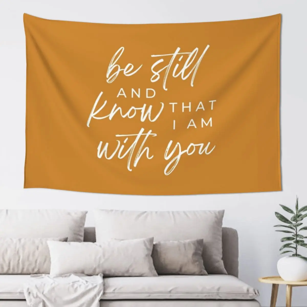 Be Still and Know that I Am With You | Psalm 46:10 | Mustard Yellow Tapestry Bedroom Decor Aesthetic Hanging Wall Tapestry