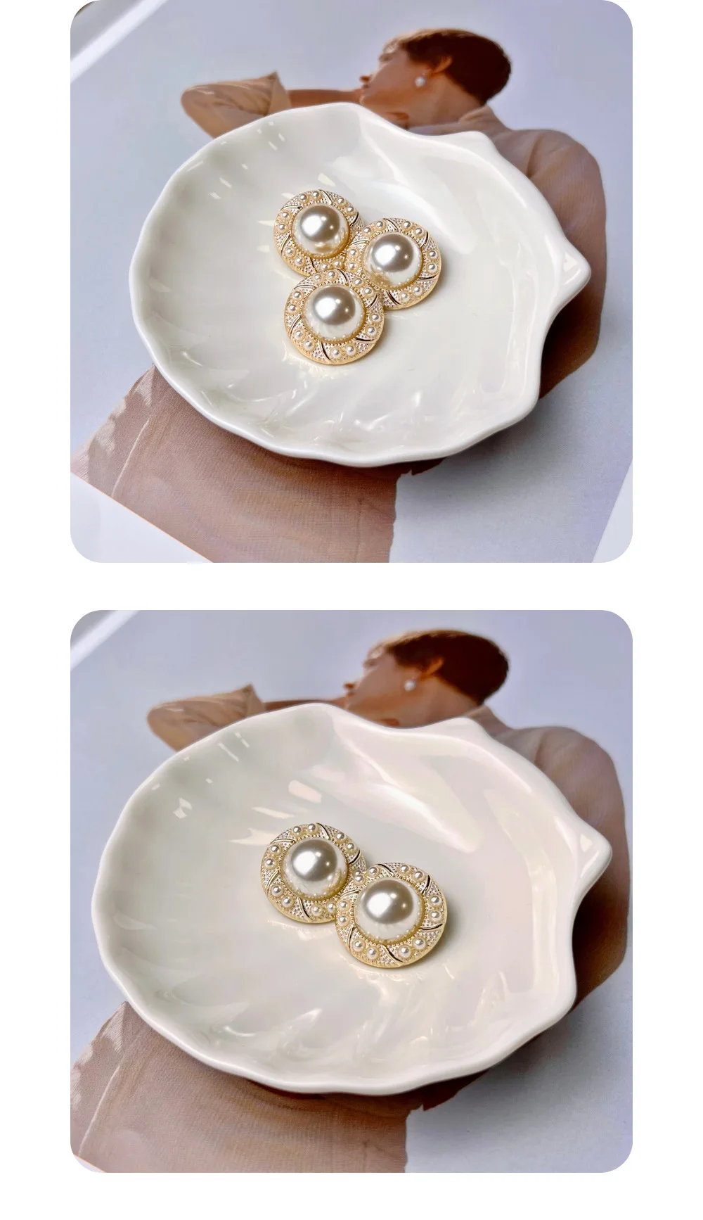 10 Stück Metallknöpfe zum Nähen, modische Kleidung, DIY-Handwerk, Pullover, eingelegte Perle, dekorative Rundheit, hochwertiges Knopfzubehör – Detail 4