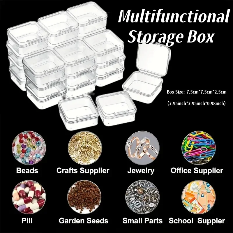 

6/12/24Pcs Transparent Plastic Square Storage Case with Cover Perfect for Storing Jewelry,Beads,Ring Small Items DIY Enthusiasts