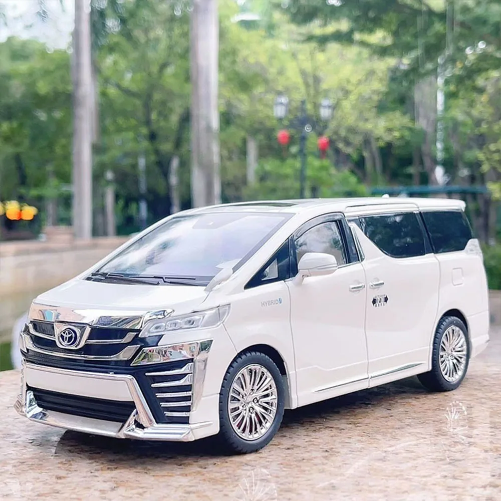 Vellfire Alphard MPV modelo de aleación Diecast coche de juguete puerta automática absorción de impacto sonido luz tirar hacia atrás vehículos presente niño 1:18