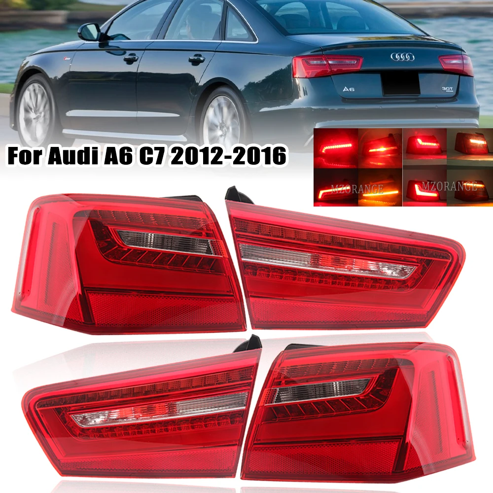 LED Rear Taillight For Audi A6 C7 2010-2016 Rear Fog Light Warning Turning Singal Brake Stop Lamp Assembly Car Accessories