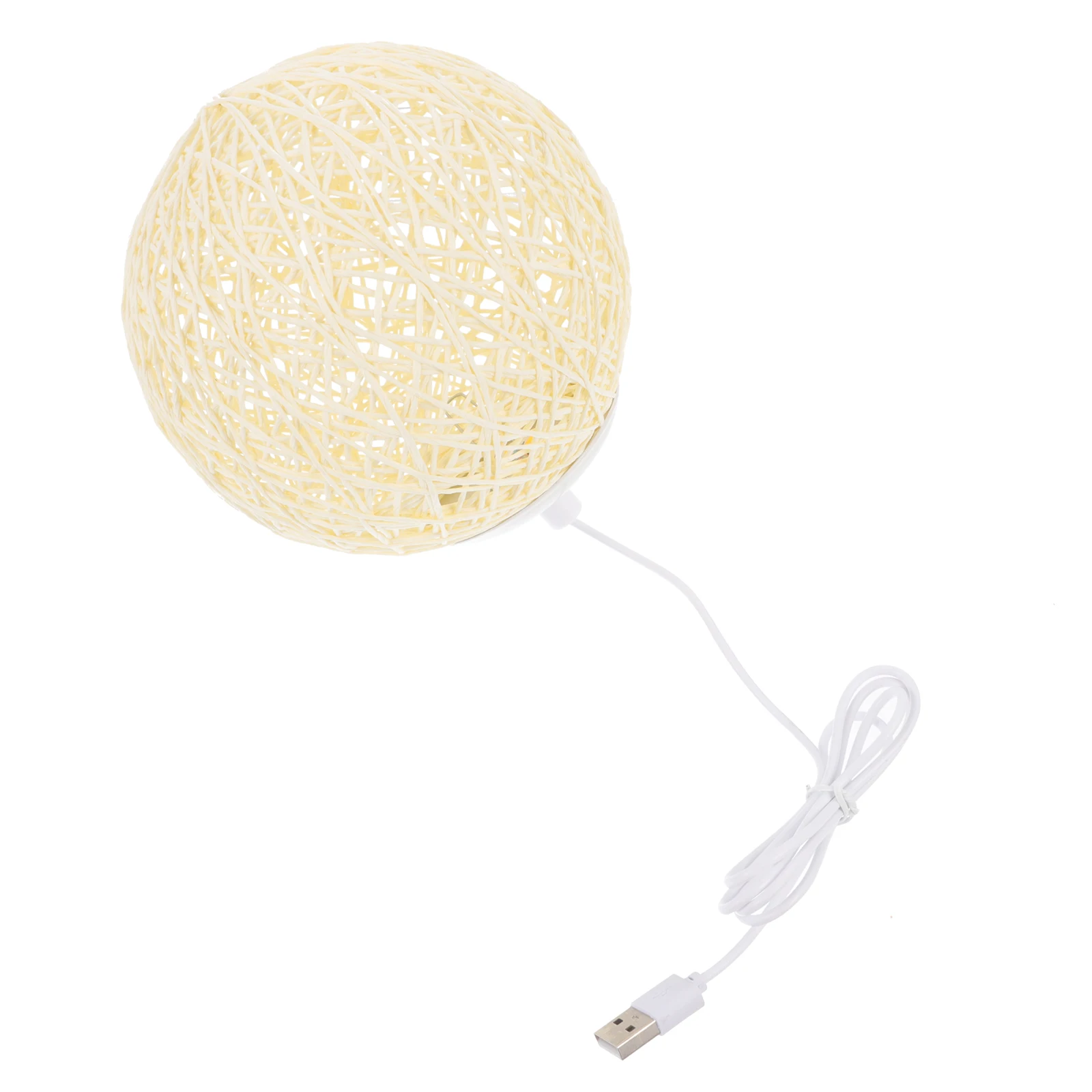 1 قطعة مصباح الإبداعية الروطان المنسوجة الكرة تصميم البيج ديكور سطح المكتب مصباح المنزل غرفة نوم الجدول ضوء ليلة دافئة مريحة