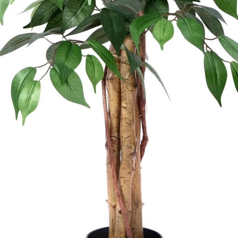 Imagem -04 - Árvores Artificiais Ficus com Folhas e Tronco Realistas Árvore de Seda Falsa com Vaso de Plástico Conjunto de 2