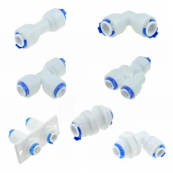 Reverse Osmosis Quick Coupling 1/4 3/8 Hose Connection Tee Y Connector 2 Way Equal Elbow Straight RO Water Plastic Pipe Fitting