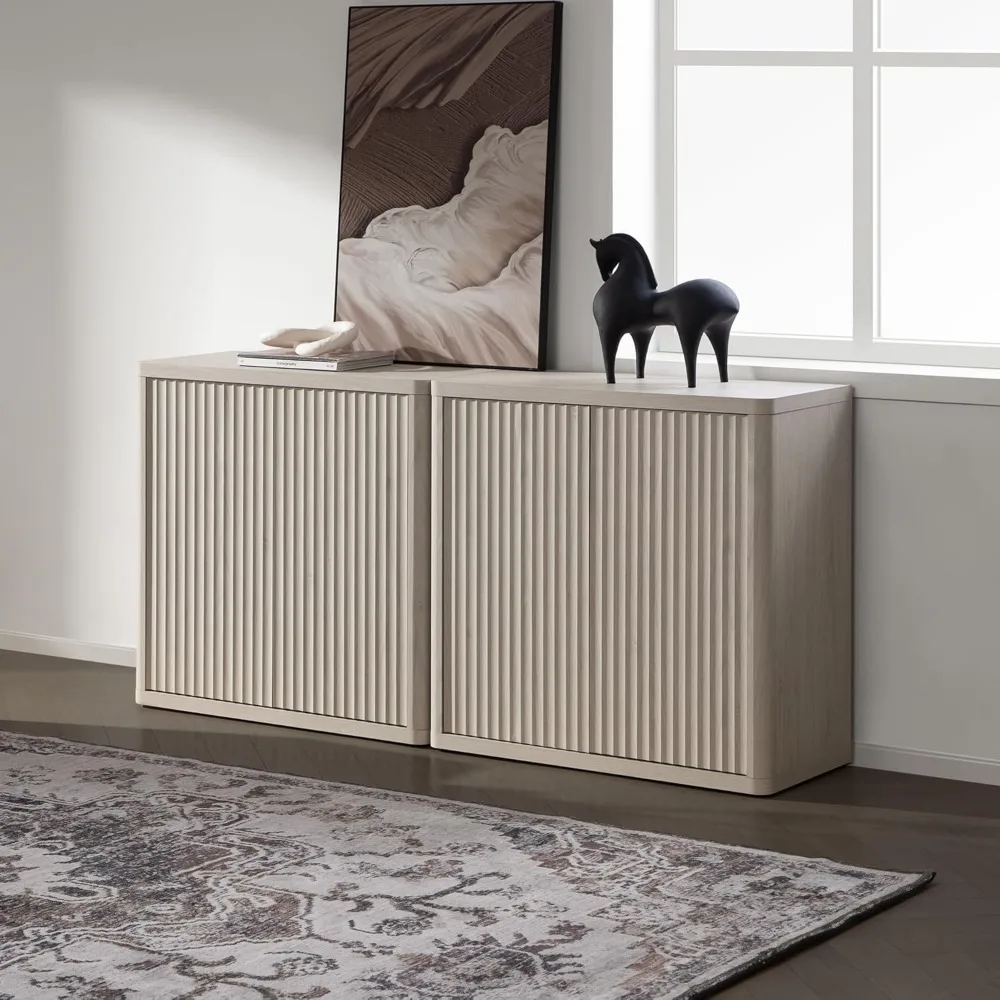 Bufet skříň s úložný příborník akcent moderní credenza s dveře & police fluted 34.6