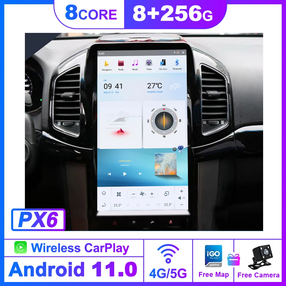 ForTesla Screen Carplay For 2013 2014 2015 2016 2017 Chevrolet Captiva Android Player GPS Unit Auto Audio Stereo Radio Recorder