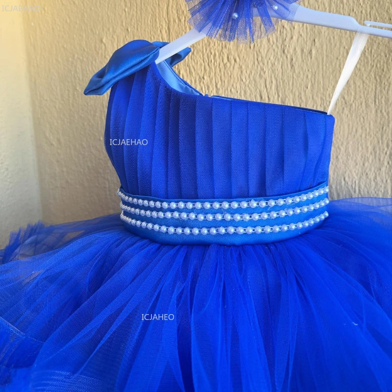 

Новое синее тюлевое платье принцессы 2026 года для девочек, многослойная юбка-торт, праздничный детский костюм, нарядное платье для первого дня рождения ребенка