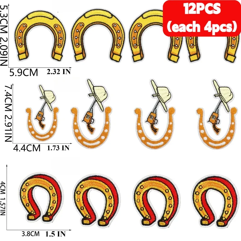 10/12PCS Wholesale Men's Western Denim Embroidery Cloth Pistol Horse Bull Head Cactus Patch Ironing DIY Apparel Sewing Supplies