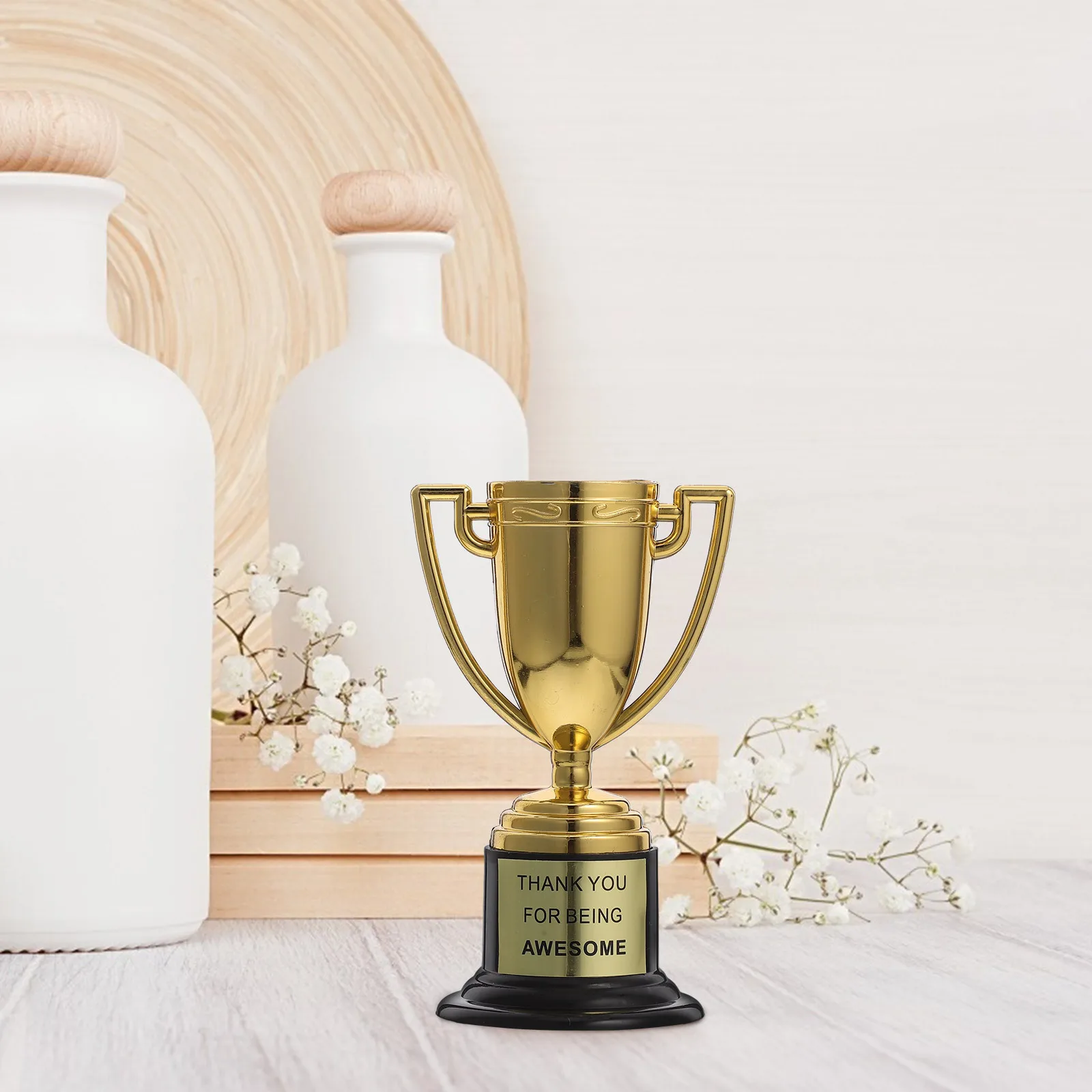 

6Pcs Plastic Gold Trophies Mini Award Cups for Competition Party Favor School Events Honors Lightweight Easy Storage Display