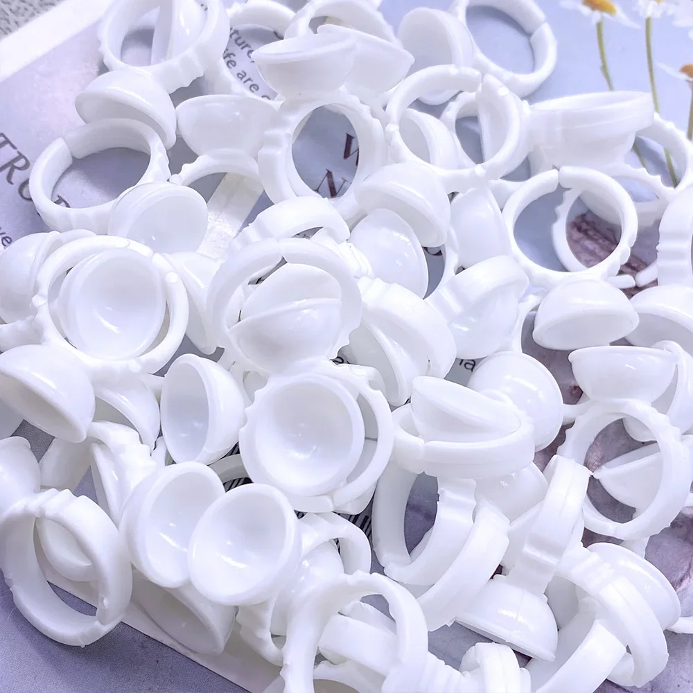 500 個の接着剤リングまつげエクステンションネイルアート接着剤ホルダーまつげパレットカップタトゥー顔料メイクアップツール