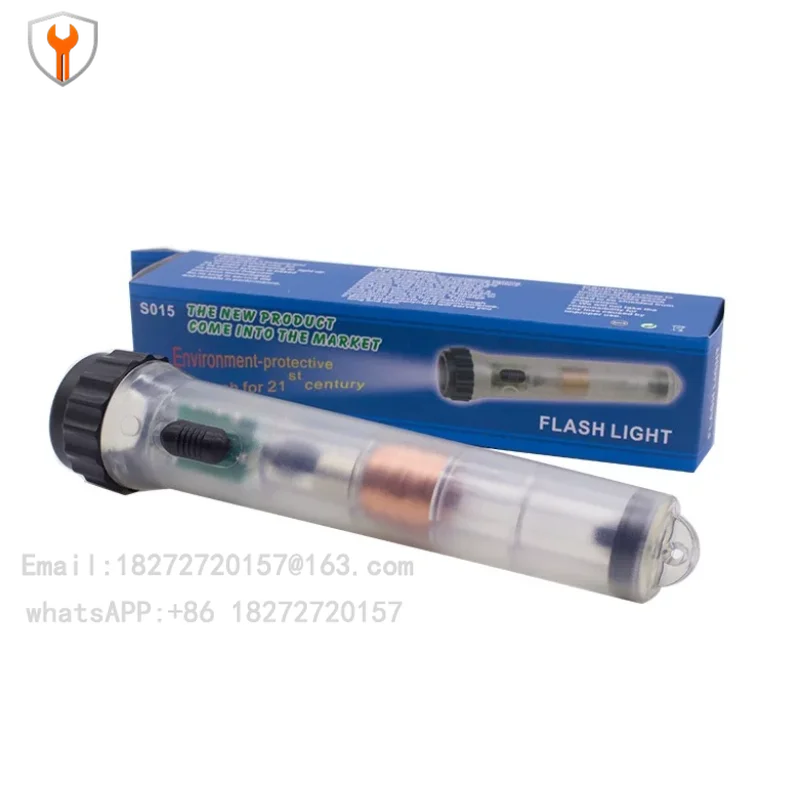 Self-generated Transparent Emergency Fluorescent Torch Flashlight Hand-cranked Charging Far-pull Flashlight