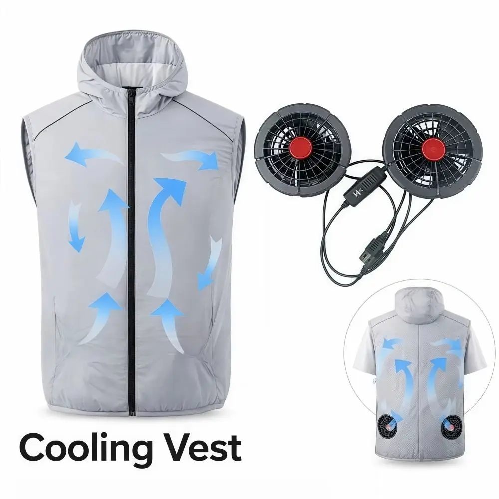 Chaleco refrigerante con ventilador USB 5V para pesca deportiva - imagen 2